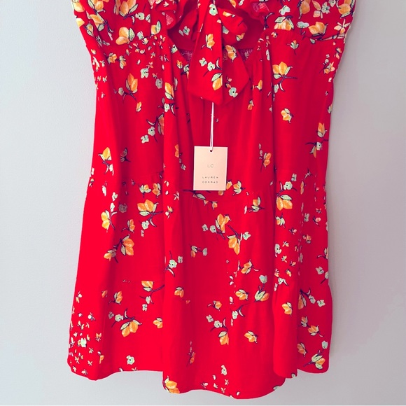 LC Lauren Conrad Ruffle-Sleeve Fit & Flare Dress - Red Lemon Orchard - Picture 9 of 11